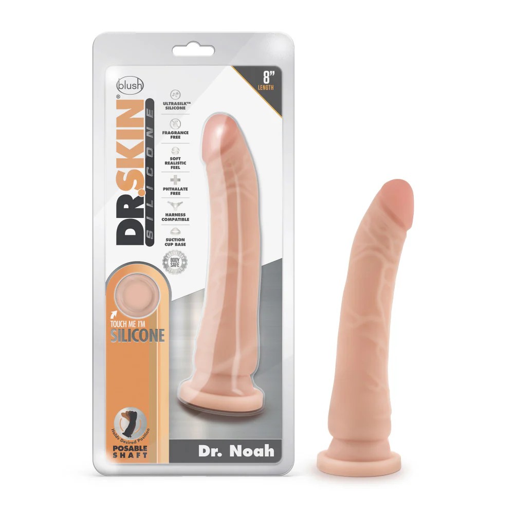 Dr. Skin Silicone By Blush® | Dr. Noah Realistic Vanilla 8.5-Inch Long Dildo With Suction Cup Base